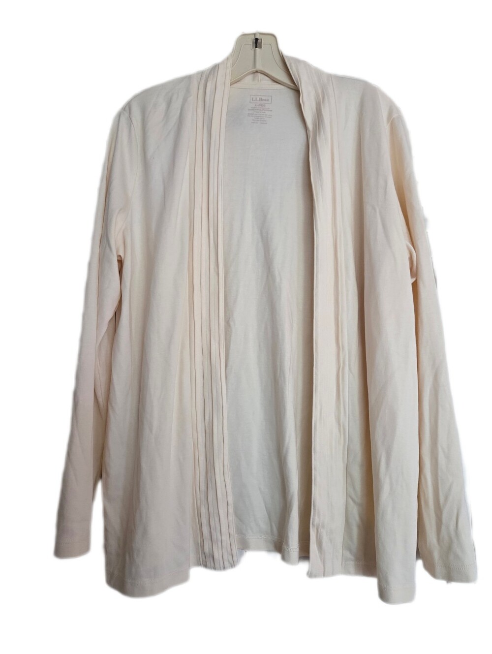 L.L.Bean Cream Open Cardigan Sweater Supima Cotton Fall Layer Size Large
